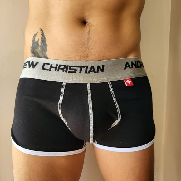 Andrew Christian Vintage Boxer Briefs Trunks Large Black NEW - Picture 5 of 8